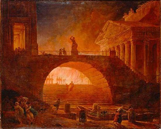 Hubert Robert The Fire of Rome Norge oil painting art